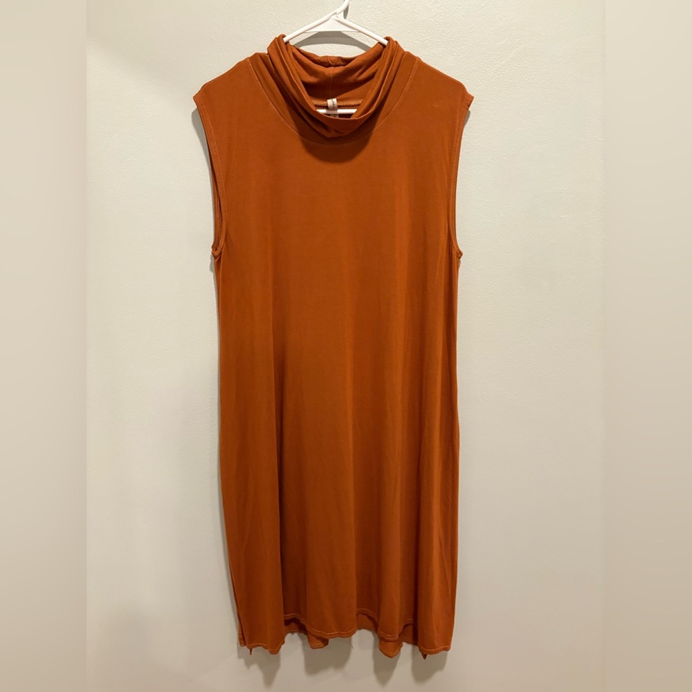 Cynthia Ashby Sleeveless Orange Midi Dress Cowl Neck Size Large